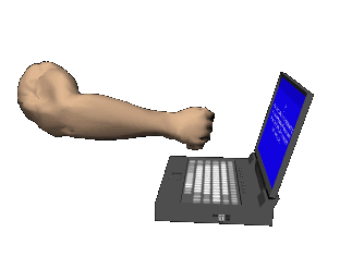 Frustrated hand at the laptop